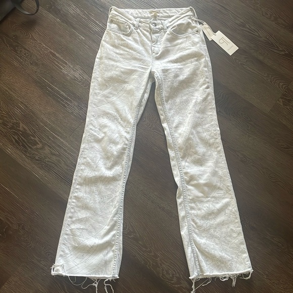 🎆NWT Anthropologie pilcro Yaya crop flare tall 26 map white bleached jeans - Picture 5 of 16